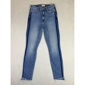 Mother Stunner Zip Ankle Step Fray Skinny Jeans Womens 25 Blue Wash Stretch